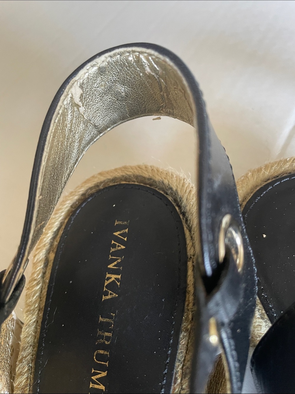 Ivanka Trump Black & Natural Beaded Espadrille Sandals - Women Size 10 - Picture 6 of 7